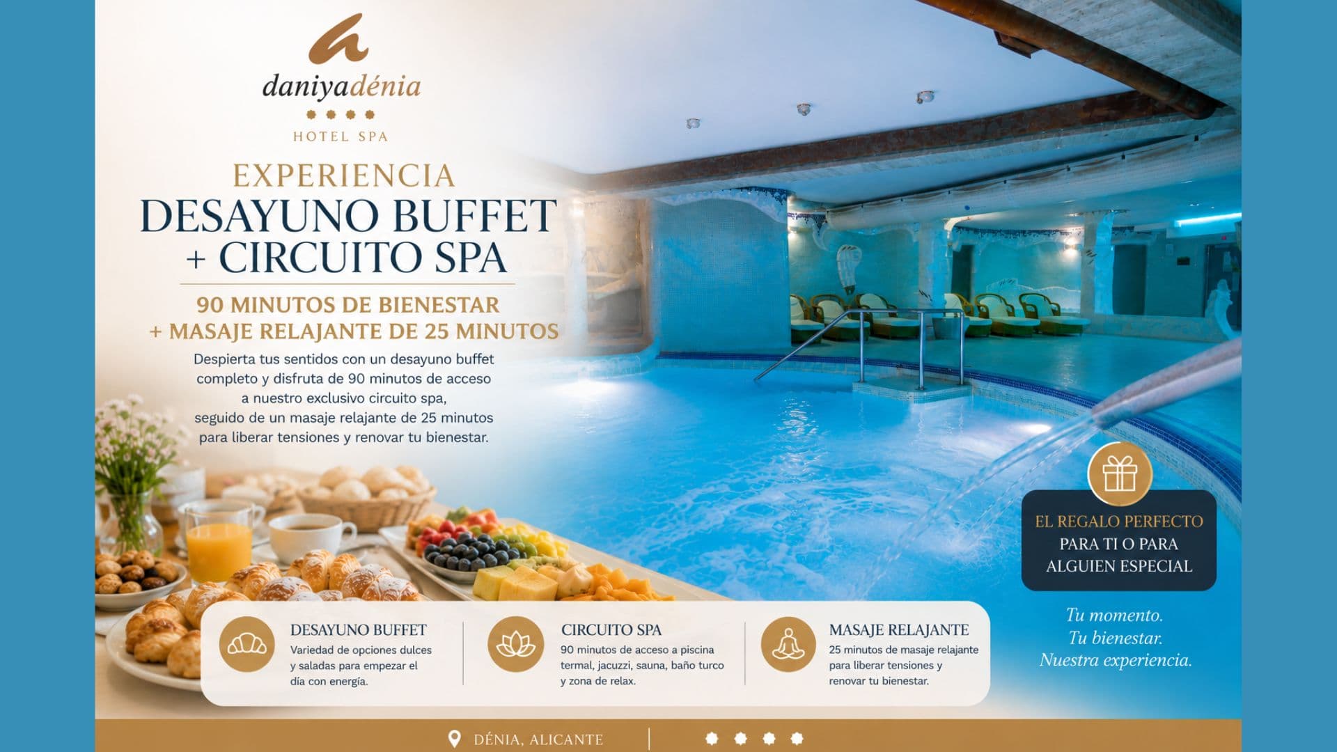 Experiencia Desayuno buffet + circuito spa 90min + masaje relajante 25' — Spa Daniya Dénia