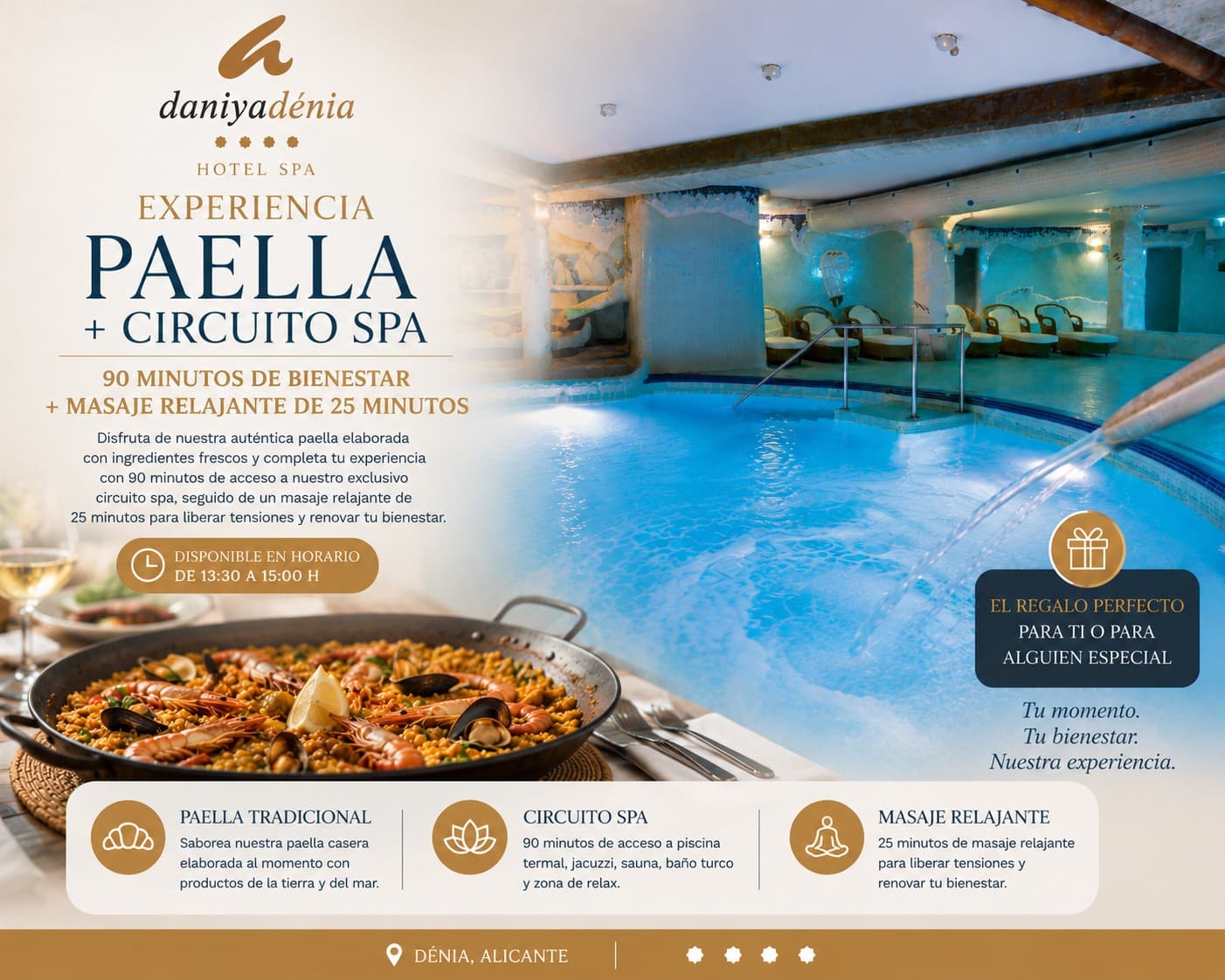 Experiencia Paella & Spa + masaje relajante 25min (mínimo 2 personas) — Spa Daniya Dénia